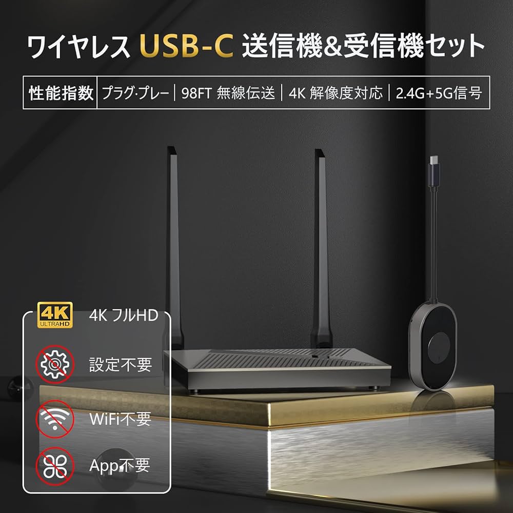 Amazon.co.jp: HDMI ワイヤレス USB-Type-C ワイヤレス 【4K解像度